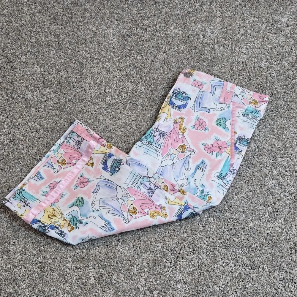 Vintage Disney Store Princess Pants Girls Size 6 Castle  Floral Wide Leg